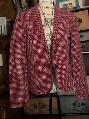 QMack Red and Navy Polka Dot Blazer